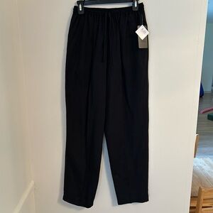 Quo Washable 100% Silk Black Textured Drawstring Pants Medium Women NWT Travel